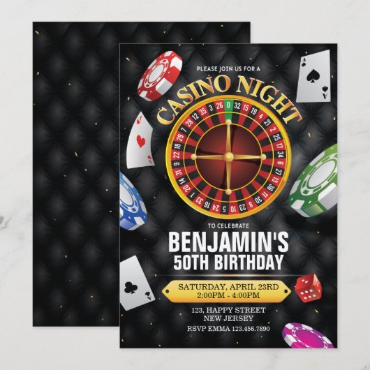 Casino Invitation d'anniversaire - n'importe quel  (Devant / Derrière)