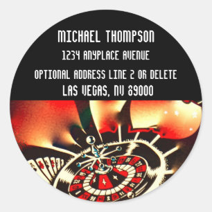 Casino Las Vegas stijl retouradres Ronde Sticker