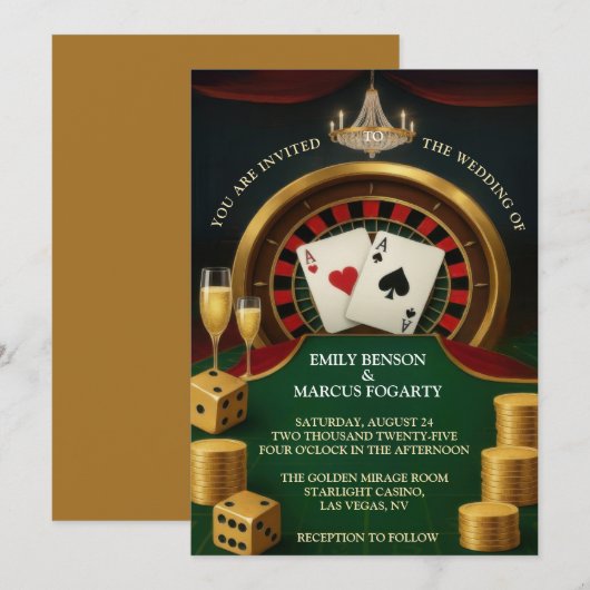 Casino Las Vegas Wedding Invitation Kaart (Voorkant / Achterkant)