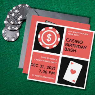 Casino minimal à thème 40e anniversaire Invitation