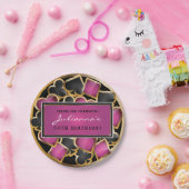 CASINO NACHT ROZE Verjaardagsfeestgeschenk Label Papieren Bordje (Feest)