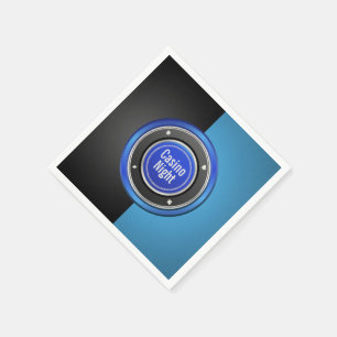 Casino Night Black en Blue Poker Chip Servetten