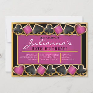 CASINO NIGHT Girls Birthday Party Cartes Invitatio