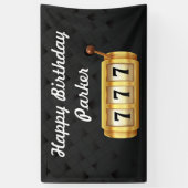 Casino Night Happy Birthday Party Zwart Goud Spandoek (Verticaal)