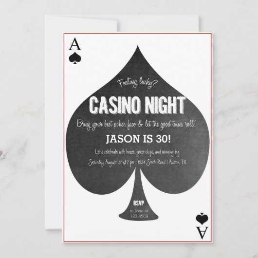 Casino Night Invitation Kaart (Voorkant)