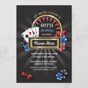 Casino Night Las Vegas Birthday Invite Party Kaart