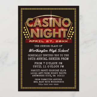 Casino Night Party Thmet Prom-uitnodigingen Kaart