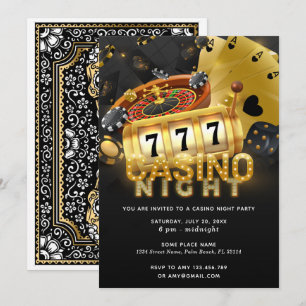 Casino Night Party Zwart Goud Kaart