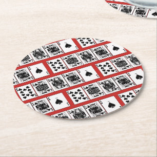 Casino Night Poker Royal Straight Flush Schoppen Ronde Kartonnen Onderzetter
