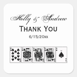 Casino Night Poker Royal Straight Flush Spades Vierkante Sticker