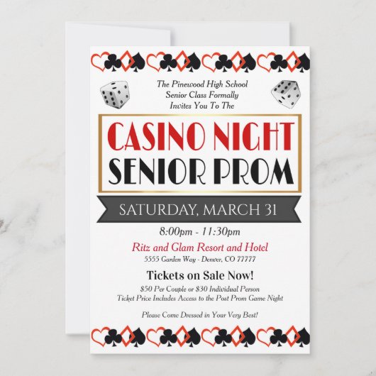 Casino Night Prom Dance Invitation (Devant)