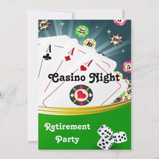 Casino Night Retirement Party Invitations (Devant)