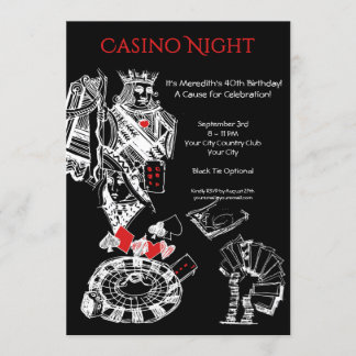 Casino Night Theme Birthday Party Invitation