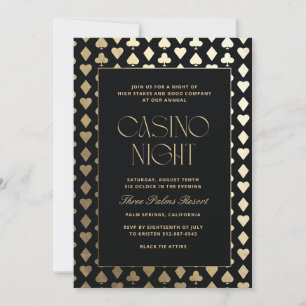 Casino Night Uitnodiging Zwart Goud Speelkaarten