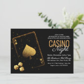 Casino Night Vegas Black and Gold Invitation (Debout devant)