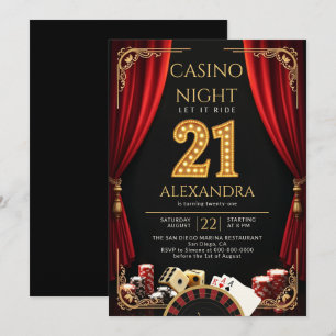 Casino Night Vegas Poker Roulette 21e Verjaardag Kaart