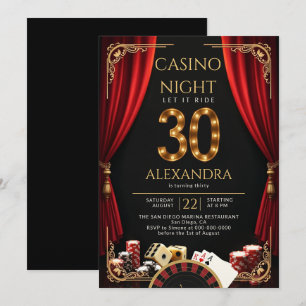 Casino Night Vegas Poker Roulette 30e Verjaardag Kaart