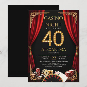 Casino Night Vegas Poker Roulette 40ste verjaardag Kaart