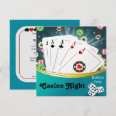 Casino Night verjaardagsfeestje uitnodigingen (Voorkant / Achterkant)