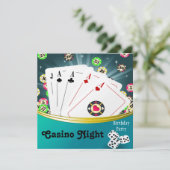 Casino Night verjaardagsfeestje uitnodigingen (Staand voorkant)