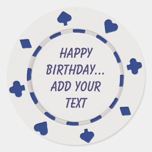 Casino Nuit Anniversaire Cupcake Toppers Stickers (Devant)
