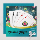 Casino Nuit Anniversaire Fête Invitations (Devant / Derrière)