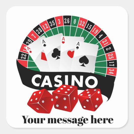 Casino party add message sticker (Voorkant)