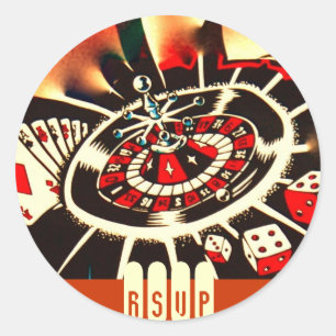 Casino Party RSVP Ronde Sticker