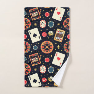 Casino patroon thema op zwart handdoek