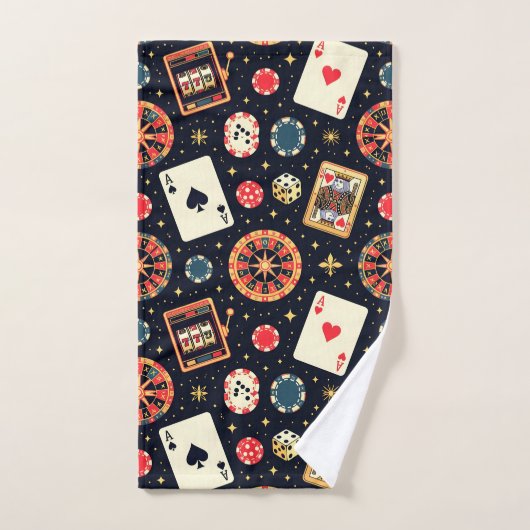 Casino patroon thema op zwart handdoek (Handdoek)