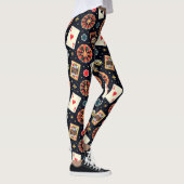 Casino patroon thema op zwart leggings (Rechts)