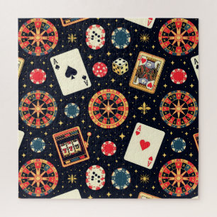 Casino patroon thema op zwart legpuzzel
