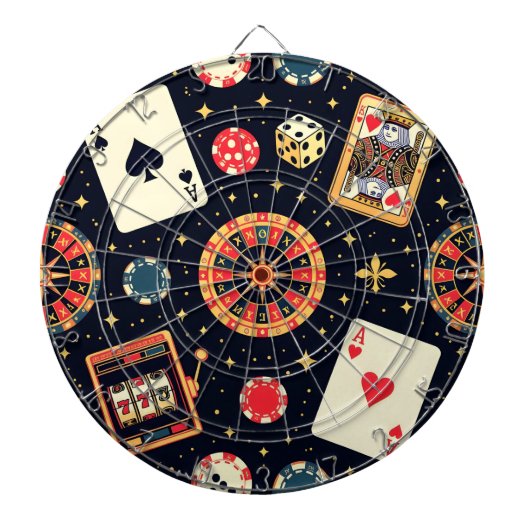 Casino pattern theme on black dartbord (Voorkant)