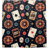 Casino pattern theme on black douchegordijn (Voorkant)