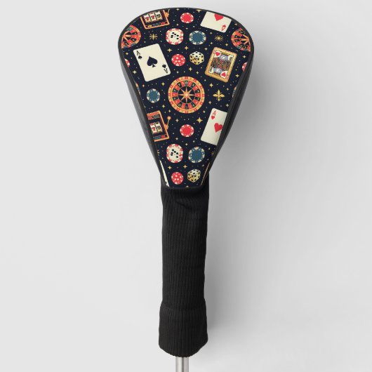 Casino pattern theme on black golfheadcover (Voorkant)