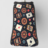 Casino pattern theme on black golfheadcover (Draai 90)