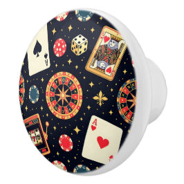 Casino pattern theme on black keramische knop