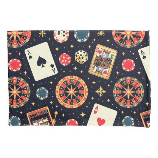 Casino pattern theme on black kussensloop (Voorkant)