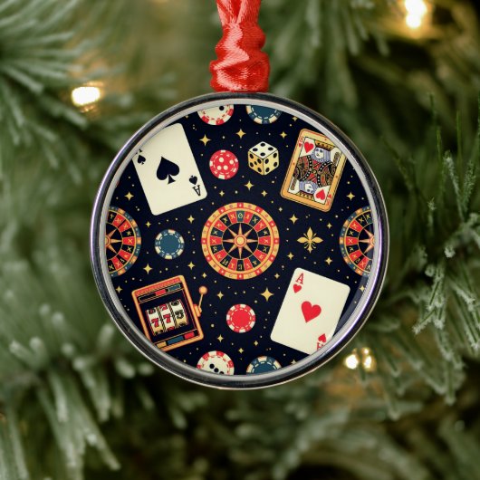 Casino pattern theme on black metalen ornament (Boom)