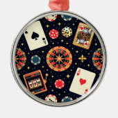 Casino pattern theme on black metalen ornament (Voorkant)