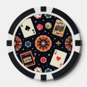 Casino pattern theme on black poker chips (Voorkant)