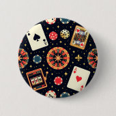 Casino pattern theme on black ronde button 5,7 cm (Voorkant)