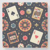 Casino pattern theme on black stenen onderzetter (Voorkant)