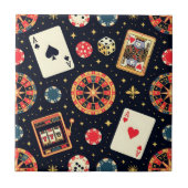 Casino pattern theme on black tegeltje (Voorkant)
