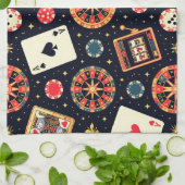 Casino pattern theme on black theedoek (Gevouwen)