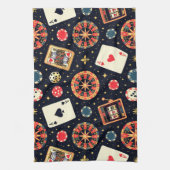Casino pattern theme on black theedoek (Verticaal)