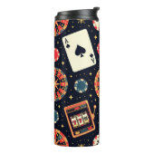 Casino pattern theme on black thermosbeker (Gedraaid links)