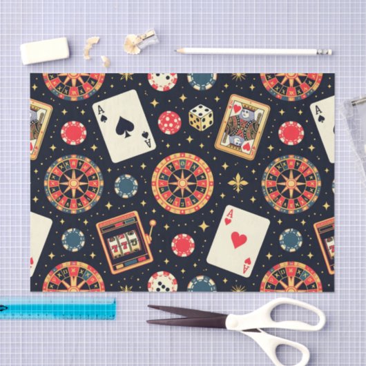 Casino pattern theme on black tissuepapier (Craft)