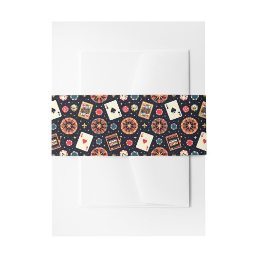 Casino pattern theme on black uitnodigingen wikkel (Voorkant Voorbeeld)