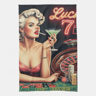 Casino Pin Up Illustratie Theedoek